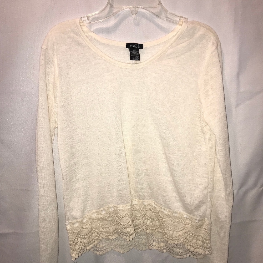 Creme long sleeve with crochet detailing